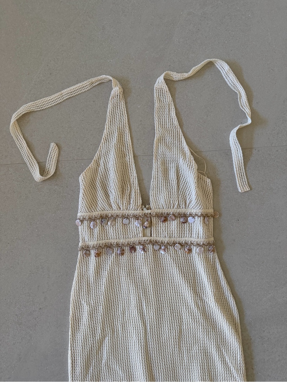 12th Tribe Divine Ivory Shell Embellished Midi Dress - Picture 3 of 10